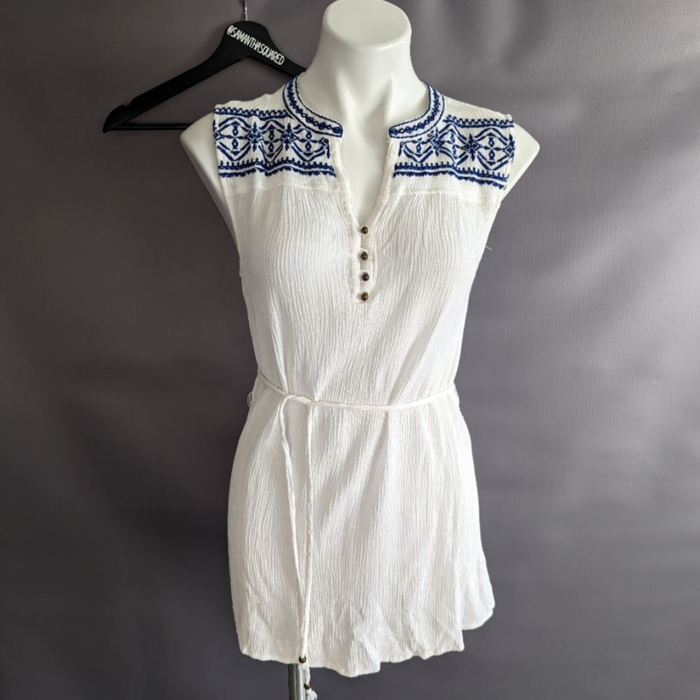 Forever 21 Embroidered Gauzy Sleeveless Tunic sz Medium